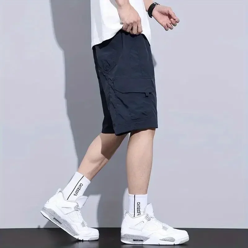 Men's Work Shorts Black Casual Pants for Man Man's Trouser Sweatpants Loose Fitting Casual Quick-drying Thin Summer s