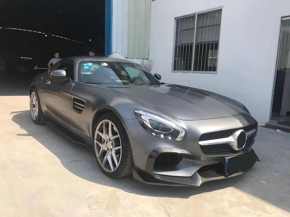 Углеродное волокно для Mercedes Benz GT GTS GTR AMG Coupe 2-дверный 2015 2016 2017 2018, боковые юбки, фартуки, боковой бампер, комплект кузова