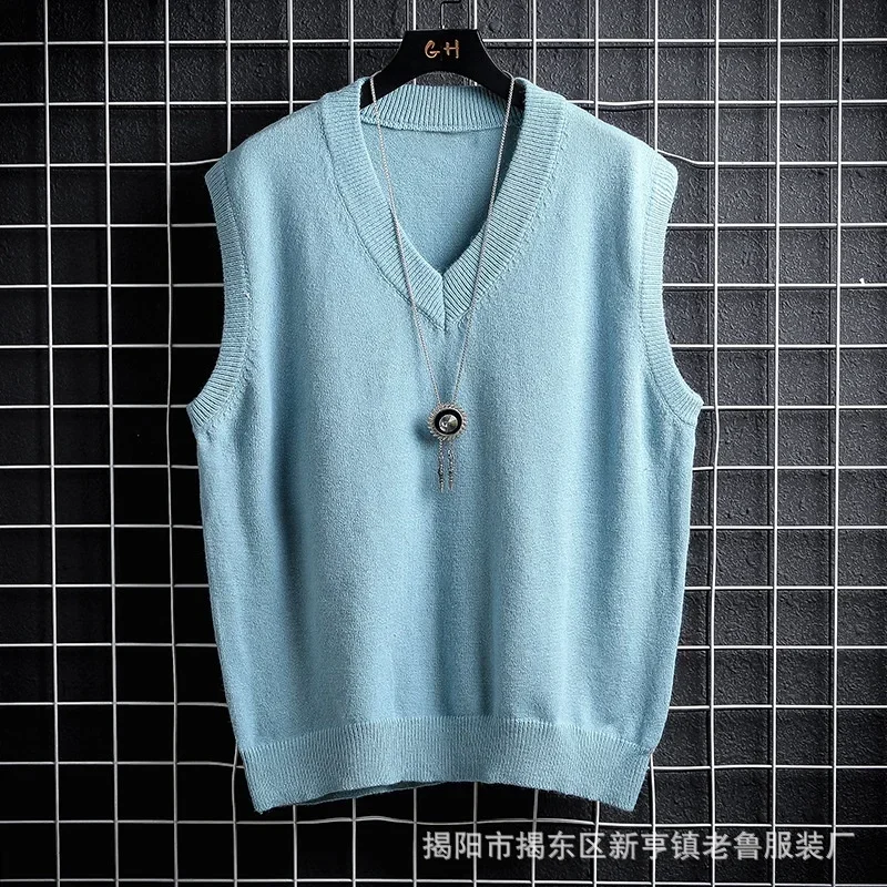 Autumn and Winter Sweater Vest, White Loose Solid Color Thin Waistcoat Casual Waistcoat