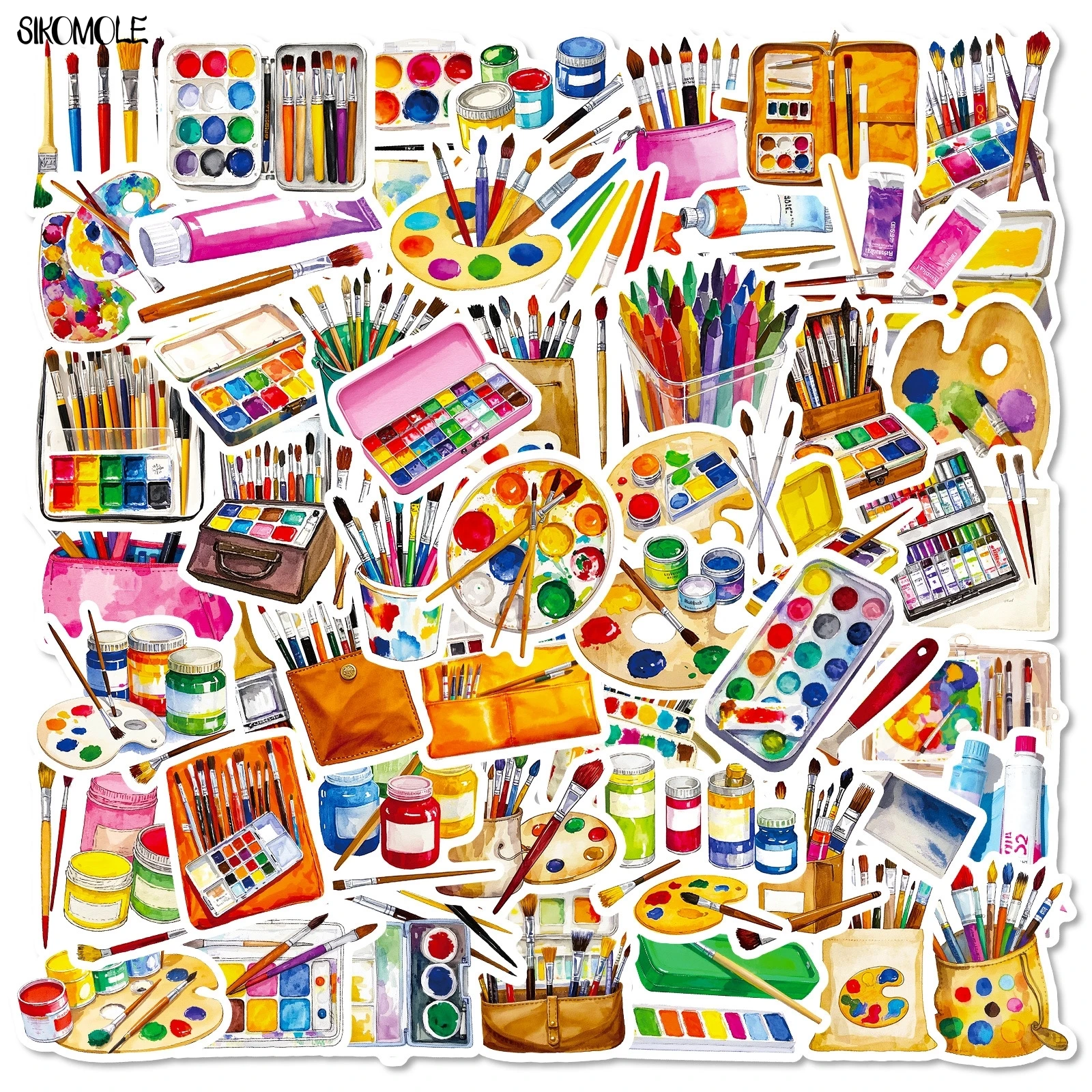 10/30/56PCS Painting Tools Cartoon Graffiti Stickers Aesthetic Paint Brushes Color Palettes Decal DIY Laptop Skateboard Sticker