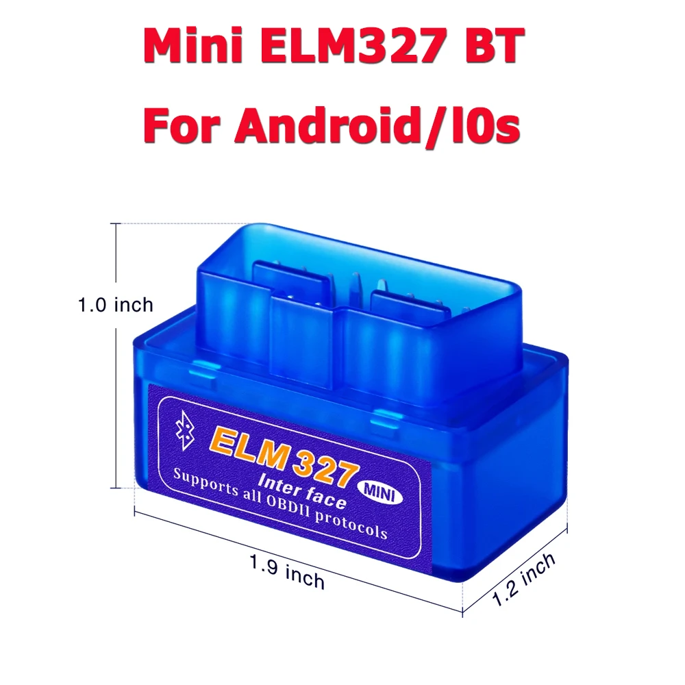 

Новый автомобильный диагностический сканер Mini ELM327 Bluetooth V2.1 подходит для диагностических устройств OBD2 работает с системой Android/iOS.