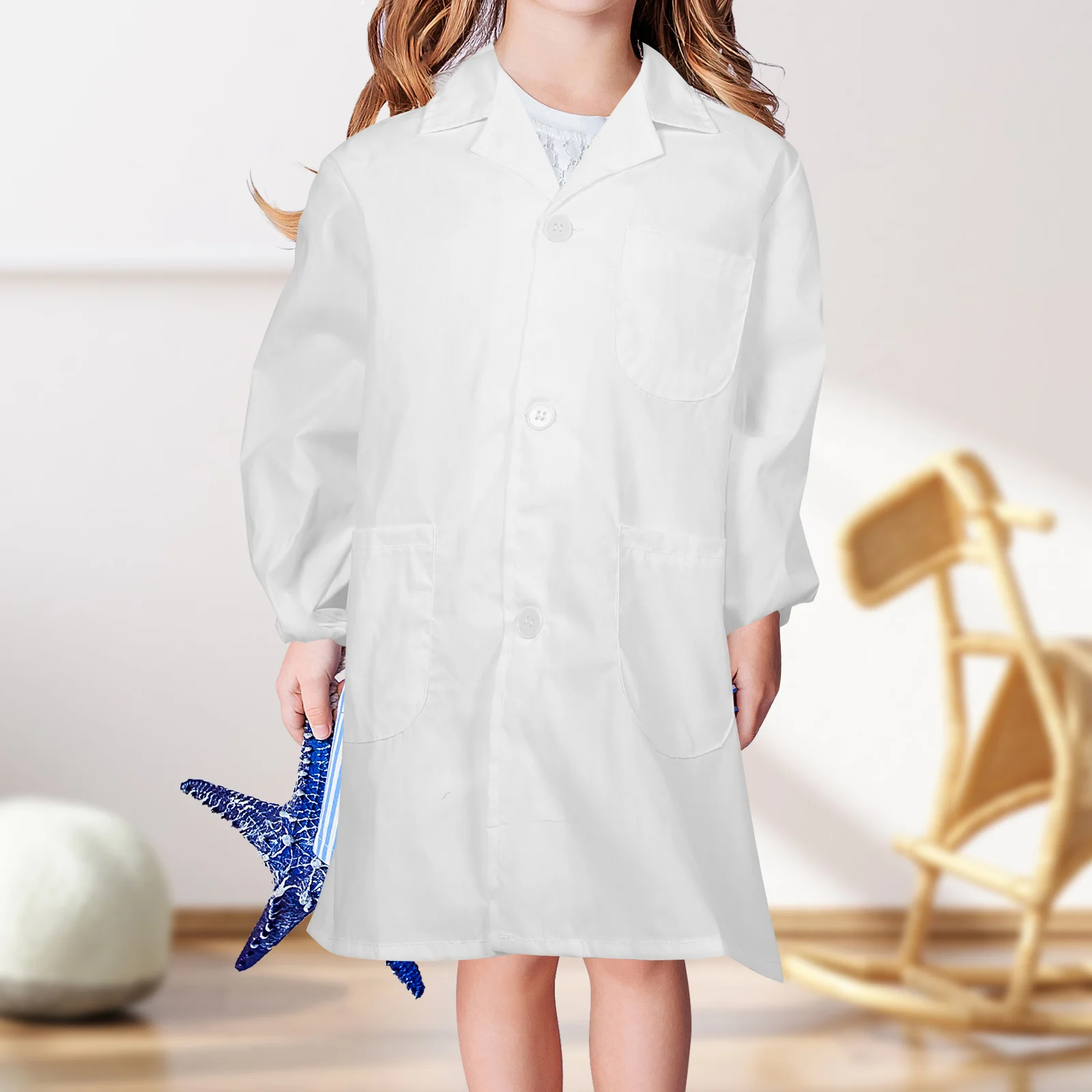 

1Pcs Coat Breathable Cotton Kids White Gown for Pretend Play Performance Comfortable Doctor Outfit Small