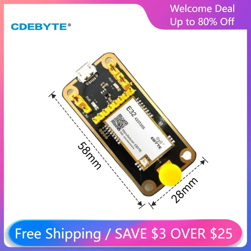 

CDEBYTE 433MHz LoRa IOT Transmitter Receiver Test Board E32-433TBL-01 with E32 Series Serial Port Module Antenna USB Cable