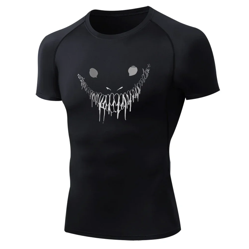 

Мужские повседневные компрессионные футболки для фитнеса и спортзала с принтом и короткими рукавами, быстросохнущий топ для тренировок, спортивная дышащая футболка, базовый слой, майка