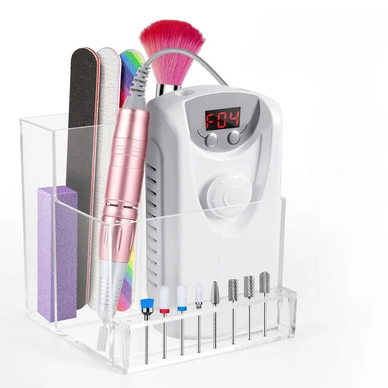 

Nail Drill Bits Holder Display Clear Nail Display Box Transparent Makeup Organizer Manicure Tools Acrylic Nail Display