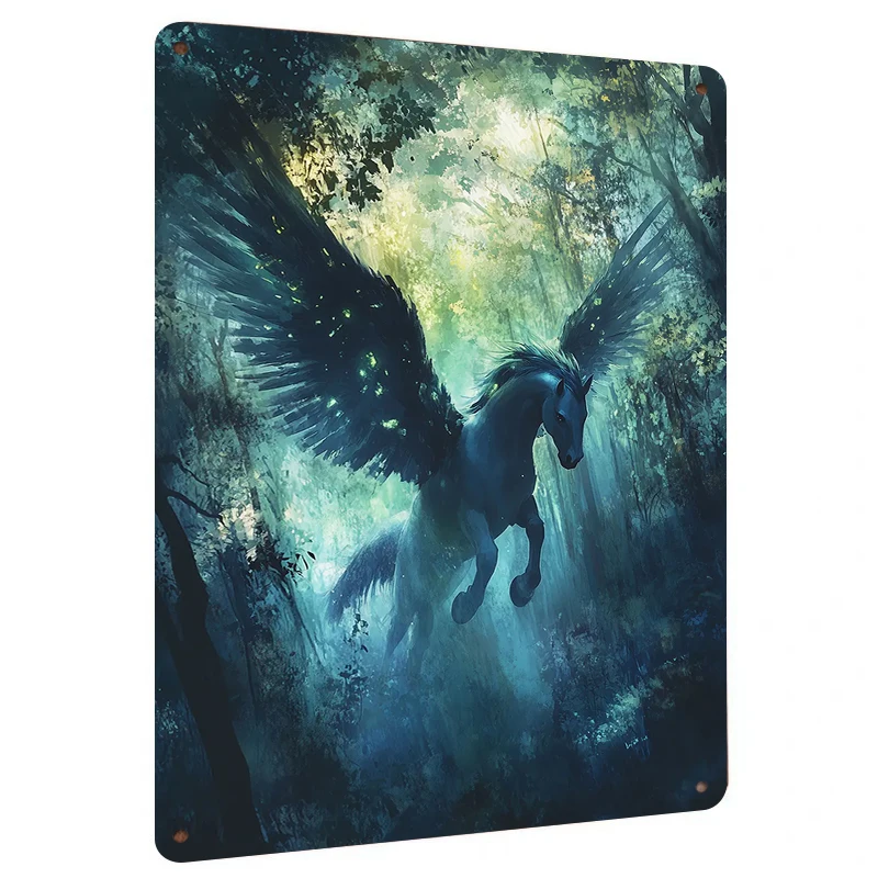 Dream Luminous Pegasus Forest Metal Iron Painting Home Living Room Study Decor Wall Hanging