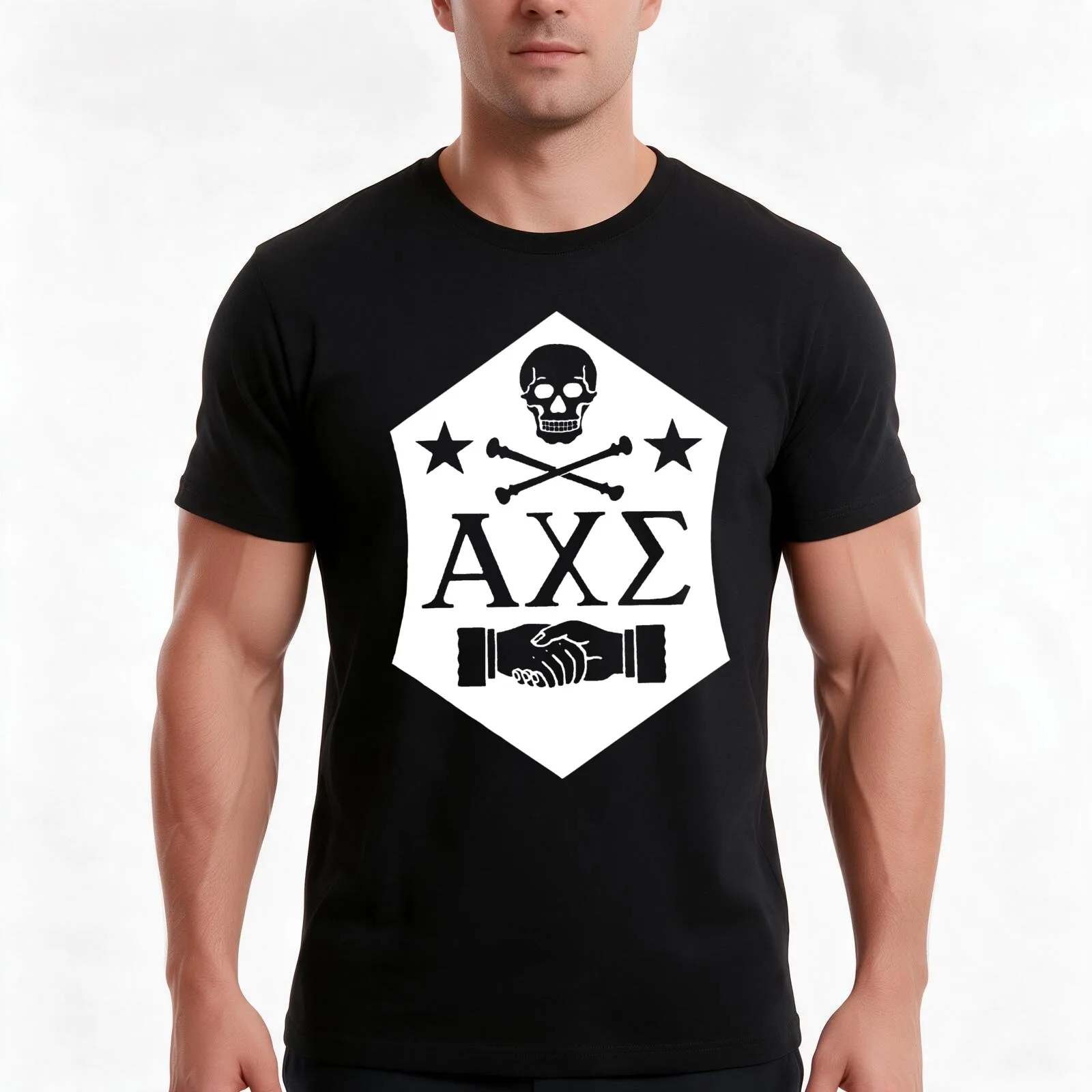 Fraternity Badge— White T-Shirt, Summer Casual Cotton Tee, Oversized Streetwear Tops, Vintage Graphic Print, Unisex Men Women