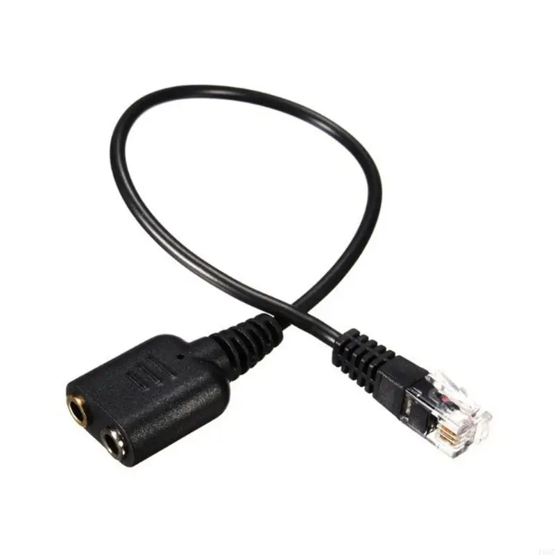 

F68C Headsets Adapters RJ9 Male to Double 3.5mm Female Headsets MICs Splitters Adapters Cable for PC Telephone Plugs&Use