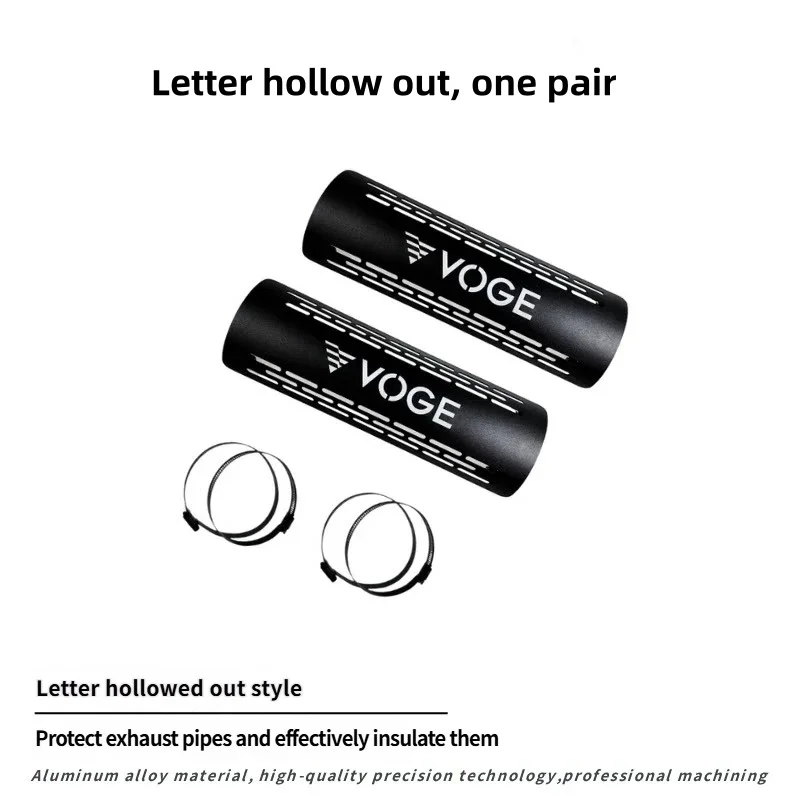 For VOGE CU250 CU525 Exhaust Heat Shield, Retro Black Hollow Design Muffler Guard Anti-scald Cover Mod Parts