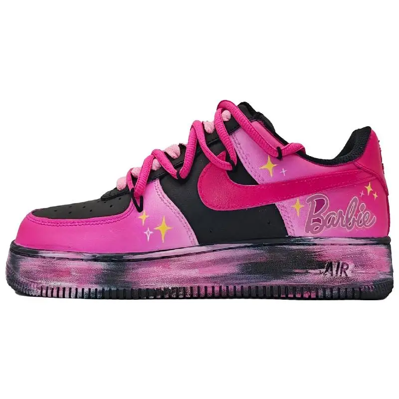 

[Неоновая Барби на заказ] Покрытие Nike Air Force 1, теплая противоскользящая и износостойкая легкая женская обувь для скейтборда с низким берцем