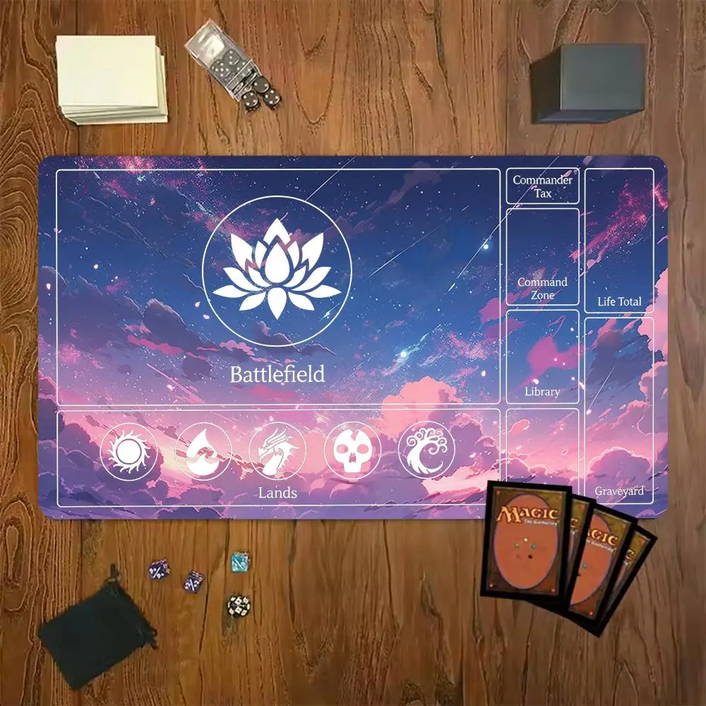 Purple Sky White Lotus Magic Party Game Mat Durable Rubber for MTG&TCG Games 35X60 Mouse Pad Offices Desk Mats Friendly Design