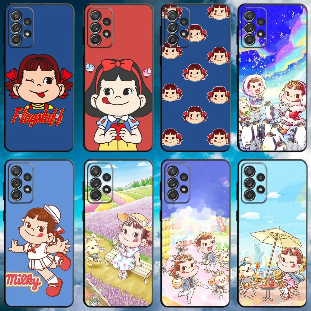 Fujiya-Milky Peko-Chan Phone Case For Samsung S21,S22 Ultra,S20,S30 plus,S22 plus,S23,S30 ultra 5G Soft Black Cover