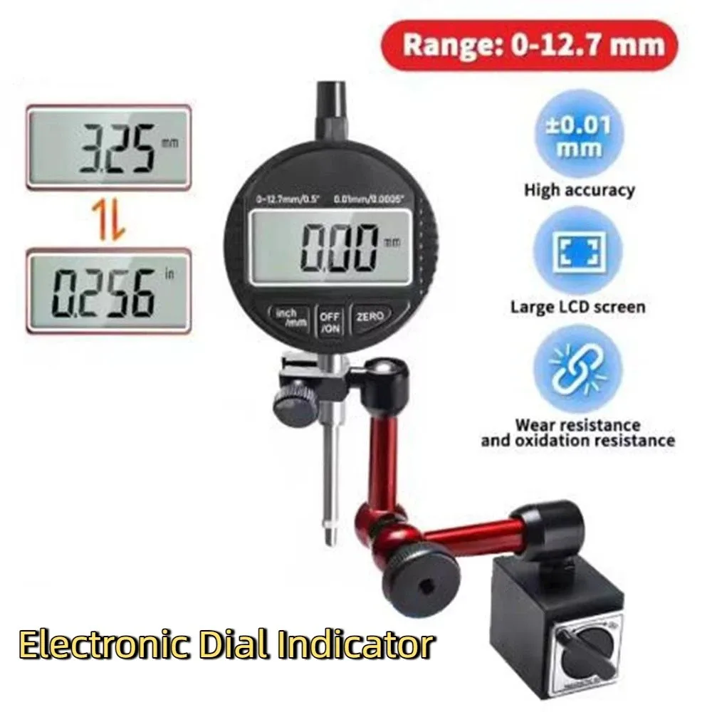 

0.01mm Accuracy Dial Test Indicator Digital Display 0-12.7mm Range Dial Indicator Gauge Waterproof High Precision