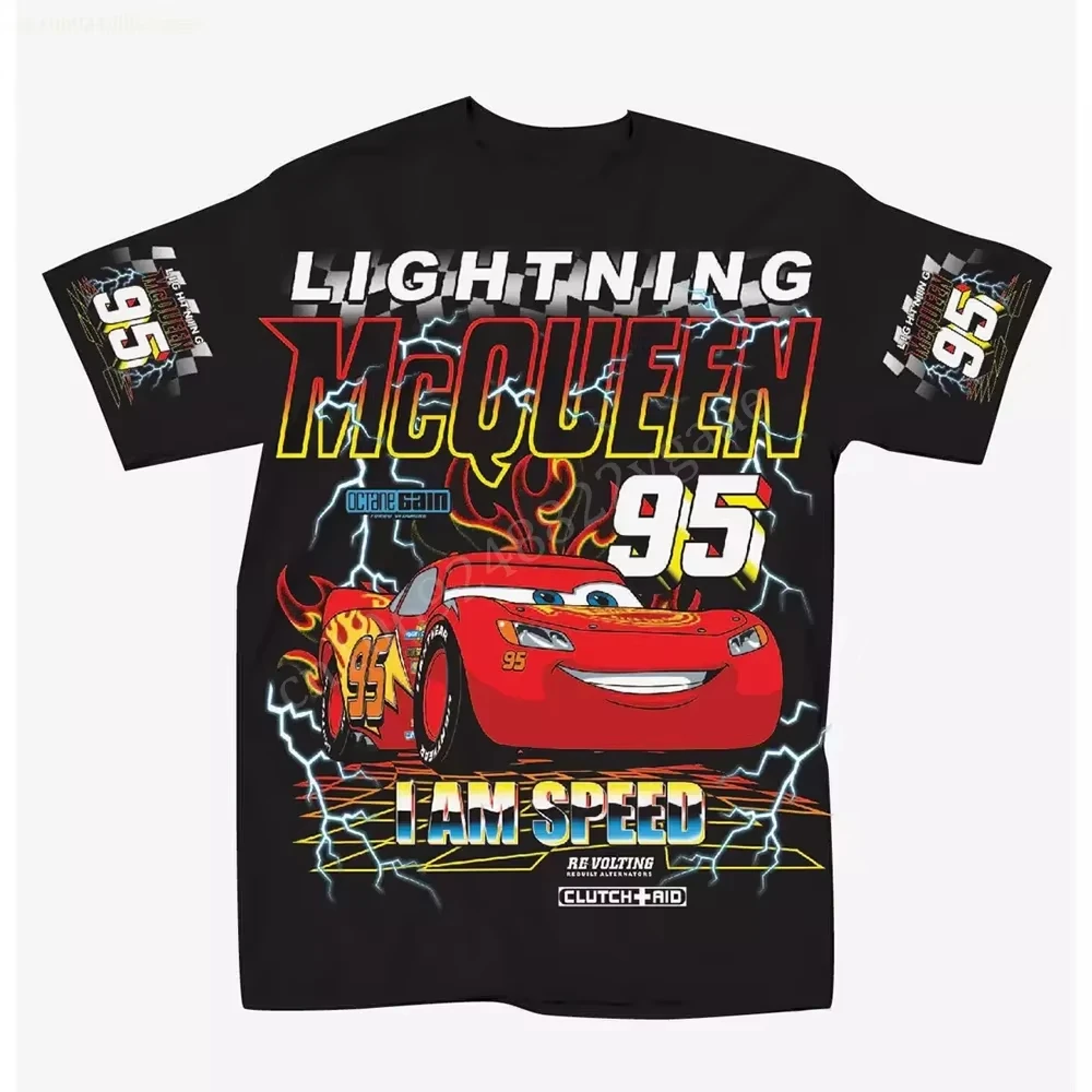 

2025 Summer New Disney Cars 3D Print T-Shirt Cool Children's Short Sleeve T-Shirt Boys Girls Car Pattern Printed T-Shirt Tops