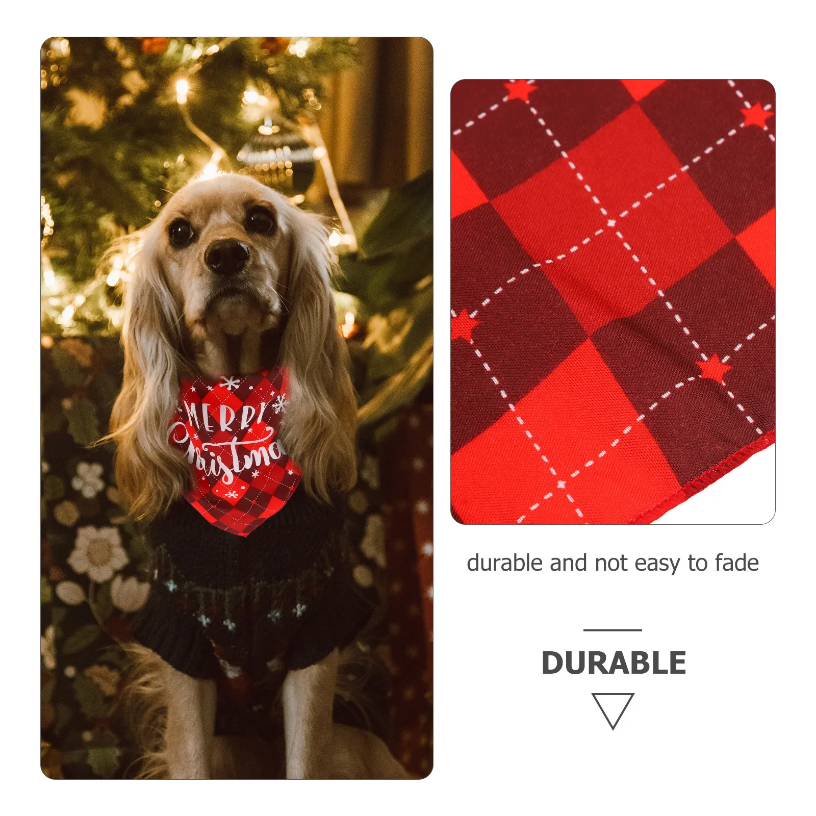 

Pet Bandana Christmas Design Comfortable Dog Scarf Soft Wear Resistant Triangle Bib for Small Dogs Holiday Gift Idea