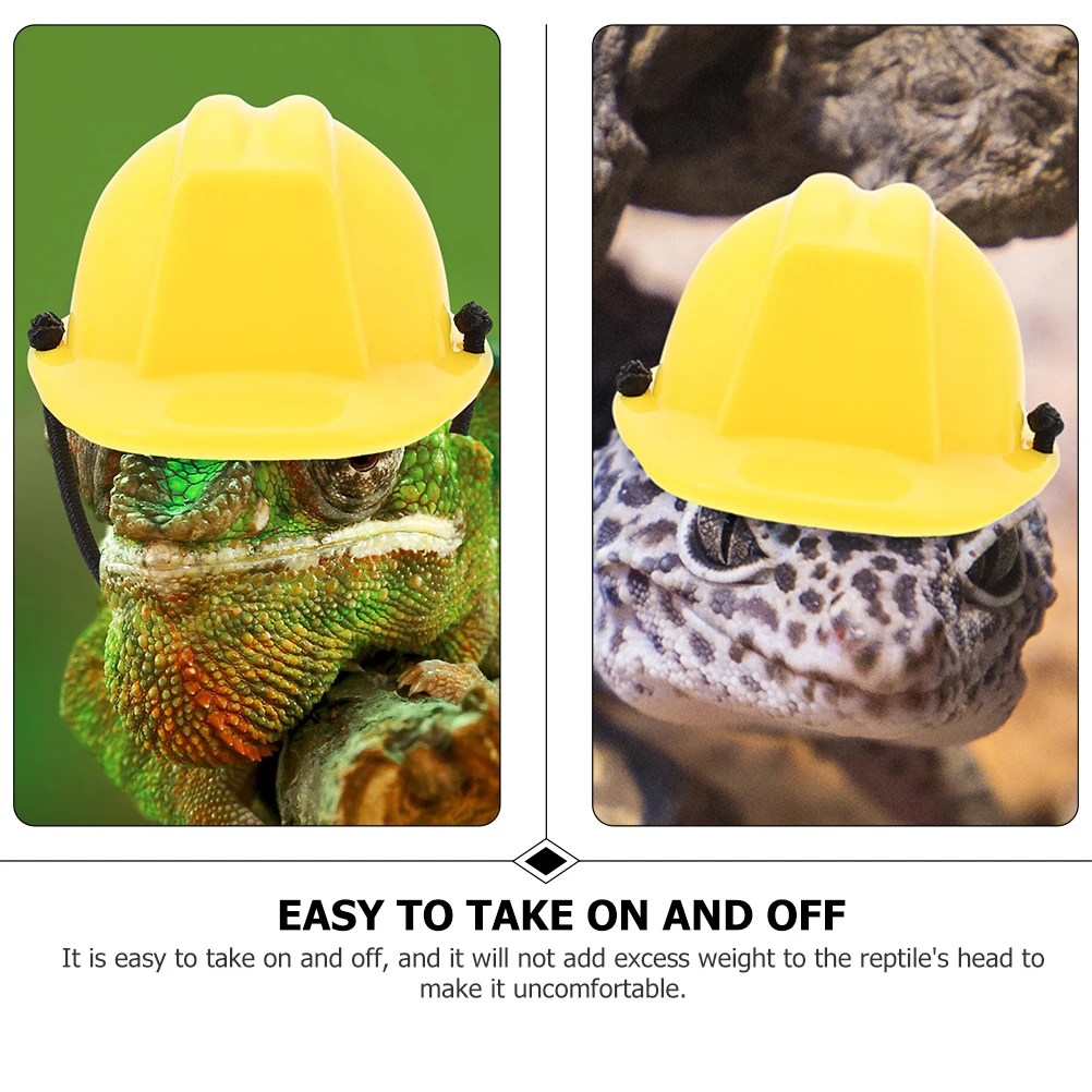 

Chameleon Lizard Small Crawl Pet Lizard Yellow Tiny Hat Plastic Mini Safety Hat Decorative Mini Safety Pet Costume Hats