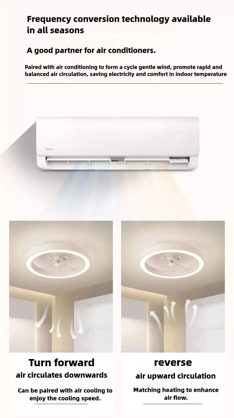 Ceiling Fans Light Living Room Bedroom Modern Simple Home Intelligent Remote Control Restaurant LED Fan Light for Conditioners