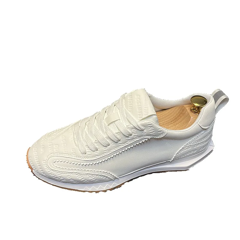 أحذية رجالية عصرية متعددة الاستخدامات ونعل وتر اللحم البقري، أحذية بيضاء للرجال، أحذية رياضية ترفيهية بنعل ناعم قابلة للتنفس