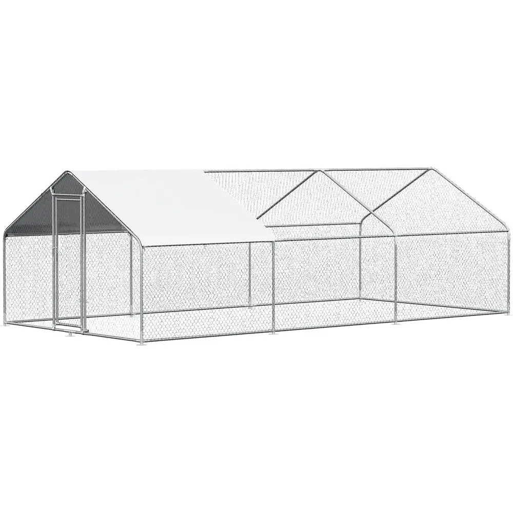 

Large Outdoor Metal Chicken Coop for 40 Birds with Waterproof Cover, Suitable for Poultry, Rabbits, and Ducks