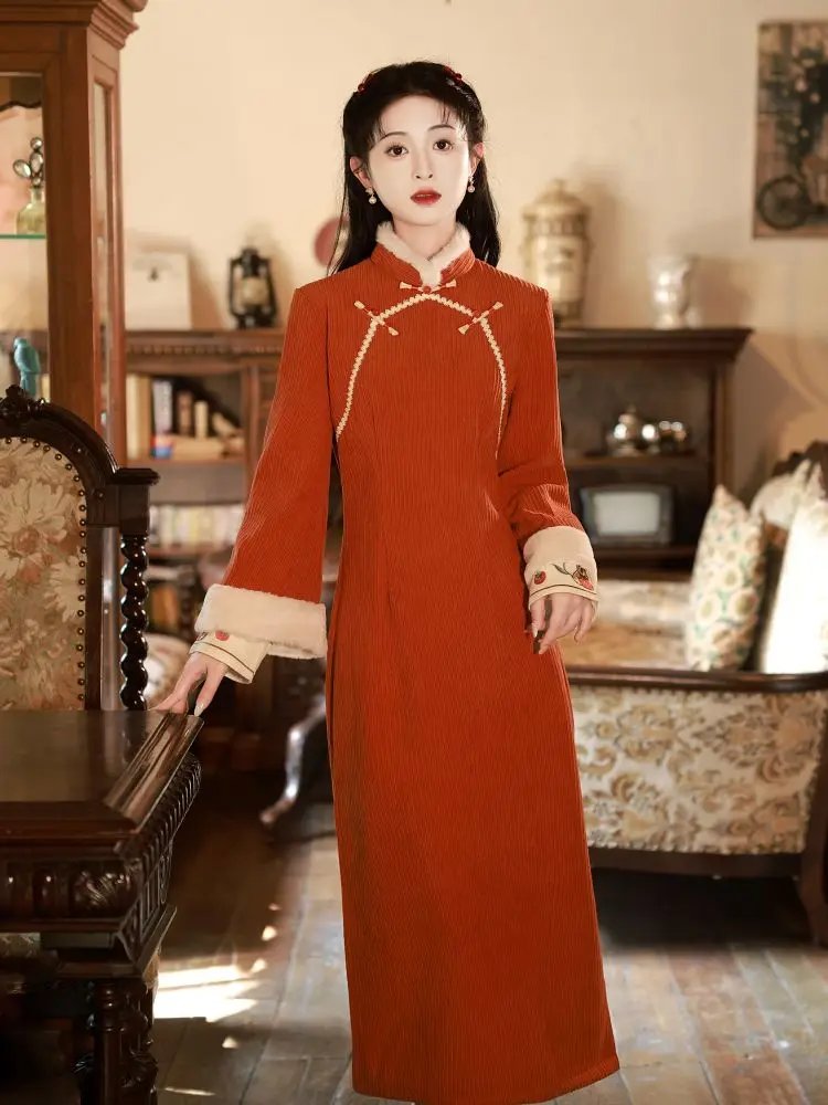 

2023 Women Chinese Dress Chinese Cheongsam Skirt Modern Qipao Qipao Elegant Long Young Girl Sweet Improved Dress NEW YEAR DRESS