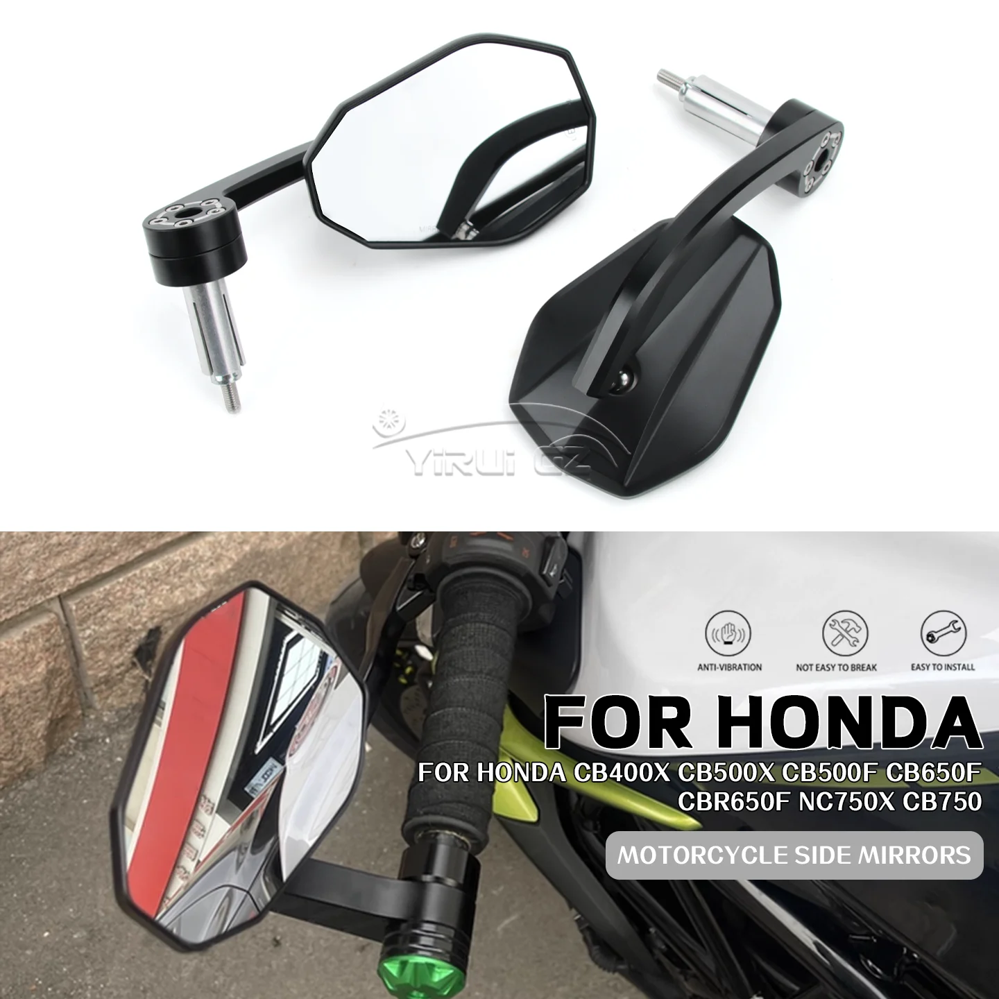 

Для Honda CB400X 500X CB500F 650F CBR650F NC750X CB750 мотоциклетное зеркало на конце руля, боковые зеркала заднего вида, широкое видение