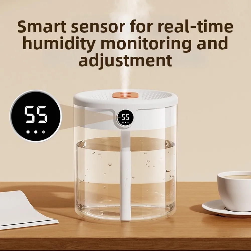 Dual-Spray Humidifier 2 Liter for Indoor Comfort Quiet Two-Nozzle Mist Output with Auto Humidity Adjustment Function