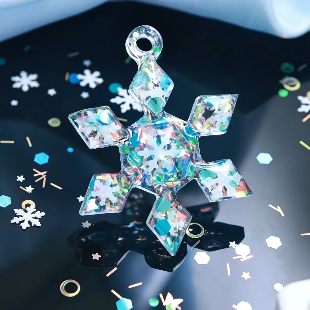 5g Winter Snowflake Sequins Epoxy Filling Blue White Star Round Bubble Glitter Flakes for Resin Shaker Filler DIY Jewelry Making