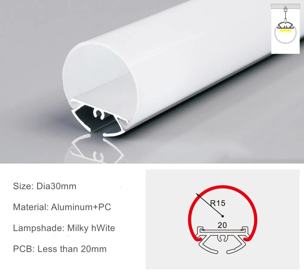 Tubo profilo in alluminio luce a Led lampada a sospensione montata su superficie luce lineare semplice barra dura luce negozio di ufficio