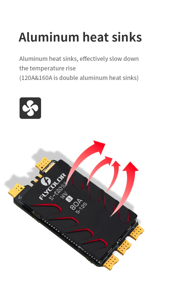 FLYCOLOR X-cross HV3 ESC, Drehzahlregler für Motorsteuerung, BL-32, 5-12S, 60A, 80A, 120A, 160A – Detail 3