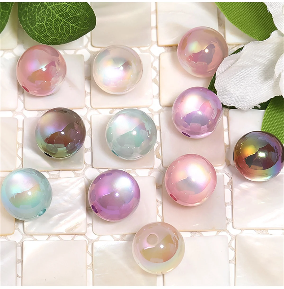 CH41 10Pcs 16mm Bright Acrylic Transparent  Colorful Beads Diy Necklace Handmade Clothes Cat Eyes Jewelry Accessories