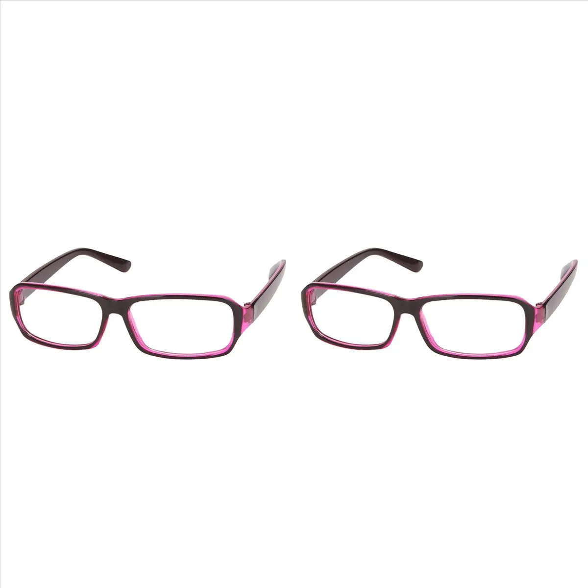 *N21R 2X Plastic Full Rim Frame Clear Lens Glasses Spectacles Black Purple for Women Man