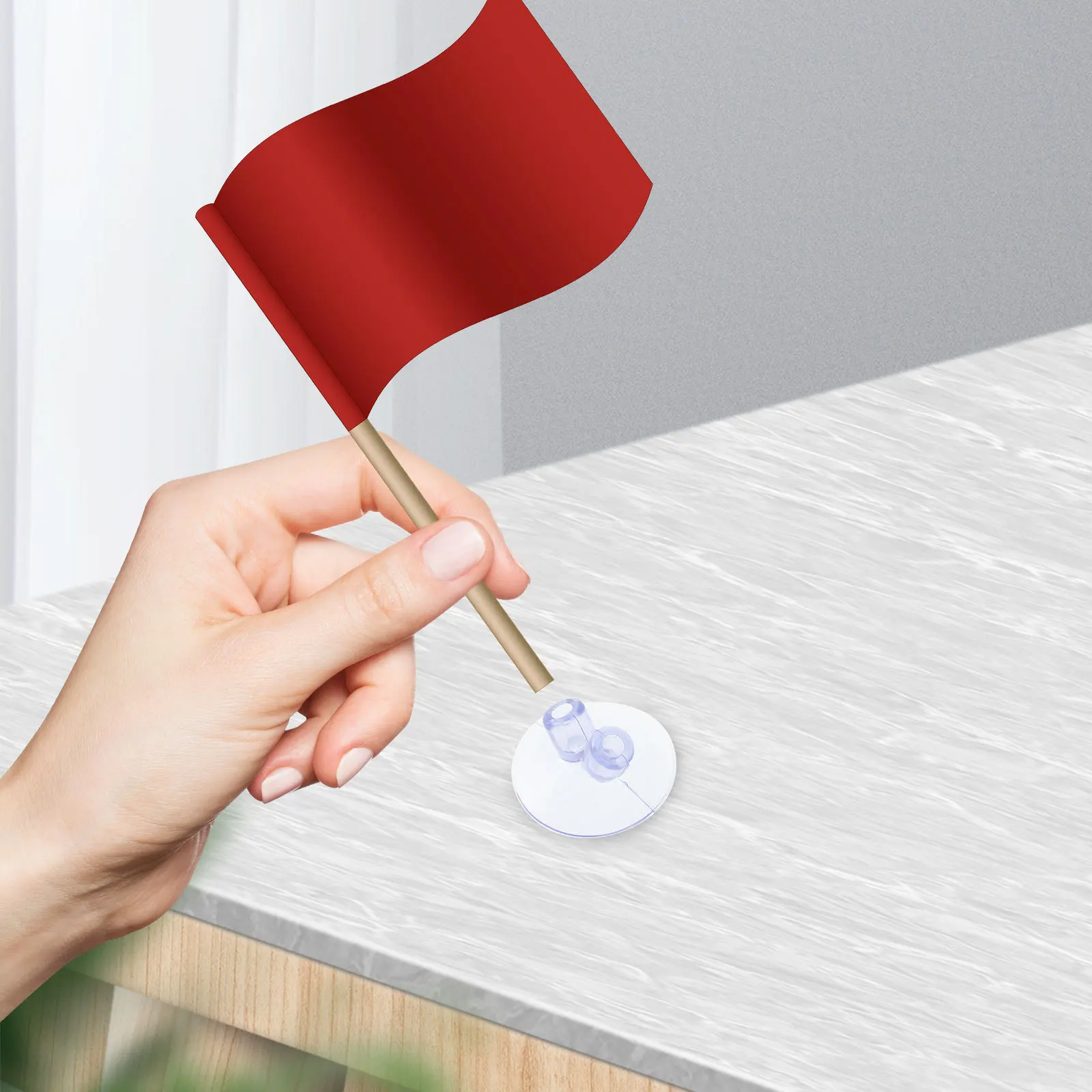 

100Pcs Small Suction Cups Flagpole Holder Double Hole Stable Desktop Suction Pads for Glass Table Shelf Office Display