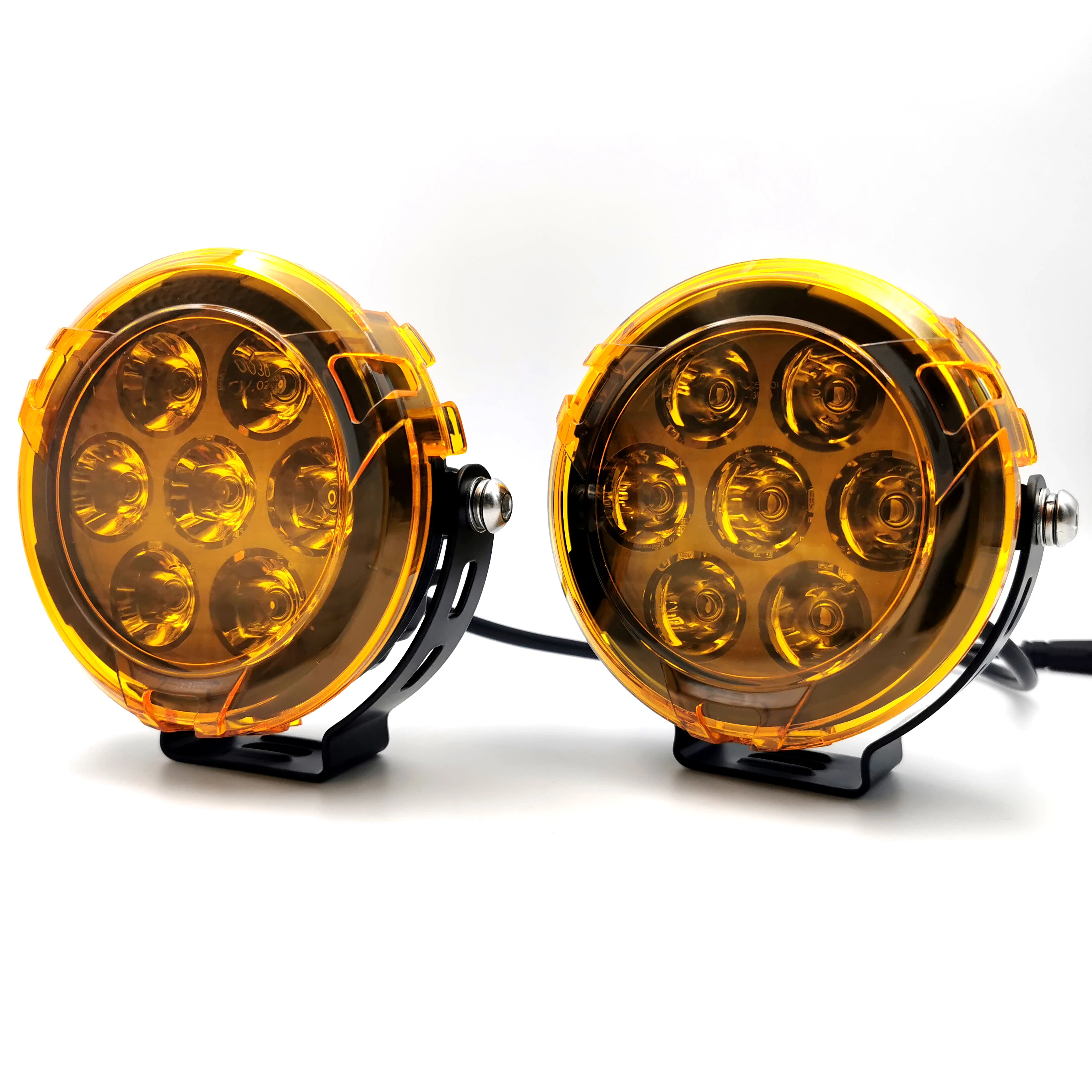 New Hot Motorcycle Lighting System 5inch 70W Motorcycle Led Fog Light White with Amber Covers Wire Harness