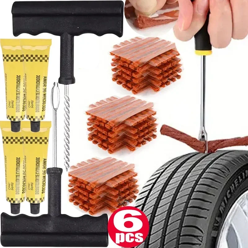 New Sale Rubber 50x Car Bike Tyre Tubeless Seal Strip Plug Tire Puncture Repair Recovery Kit Set