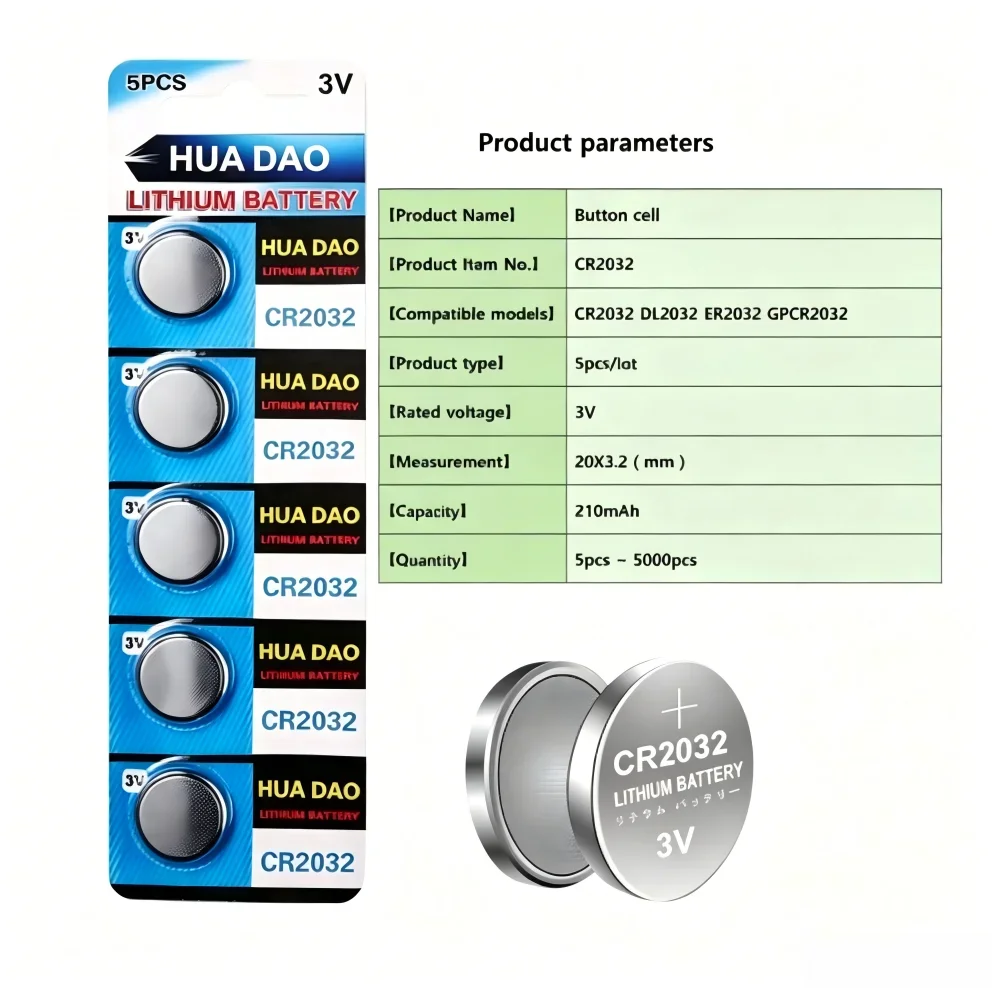 Lithium Coin Cell Battery CR2032 3V High Capacity Replacement For Car Key, Watch, Remote Control, Calculator Electronics