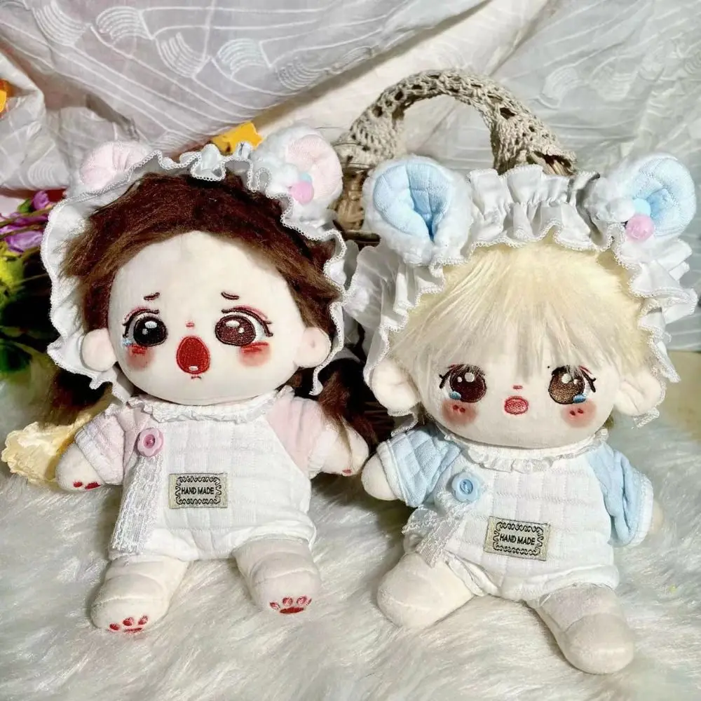 Doll Clothes for 20cm Idol Dolls Plush Doll Lovely Cow Pattern Pajamas With Hair Band Stuffed Cotton Toy for Korea Star Kpop EXO