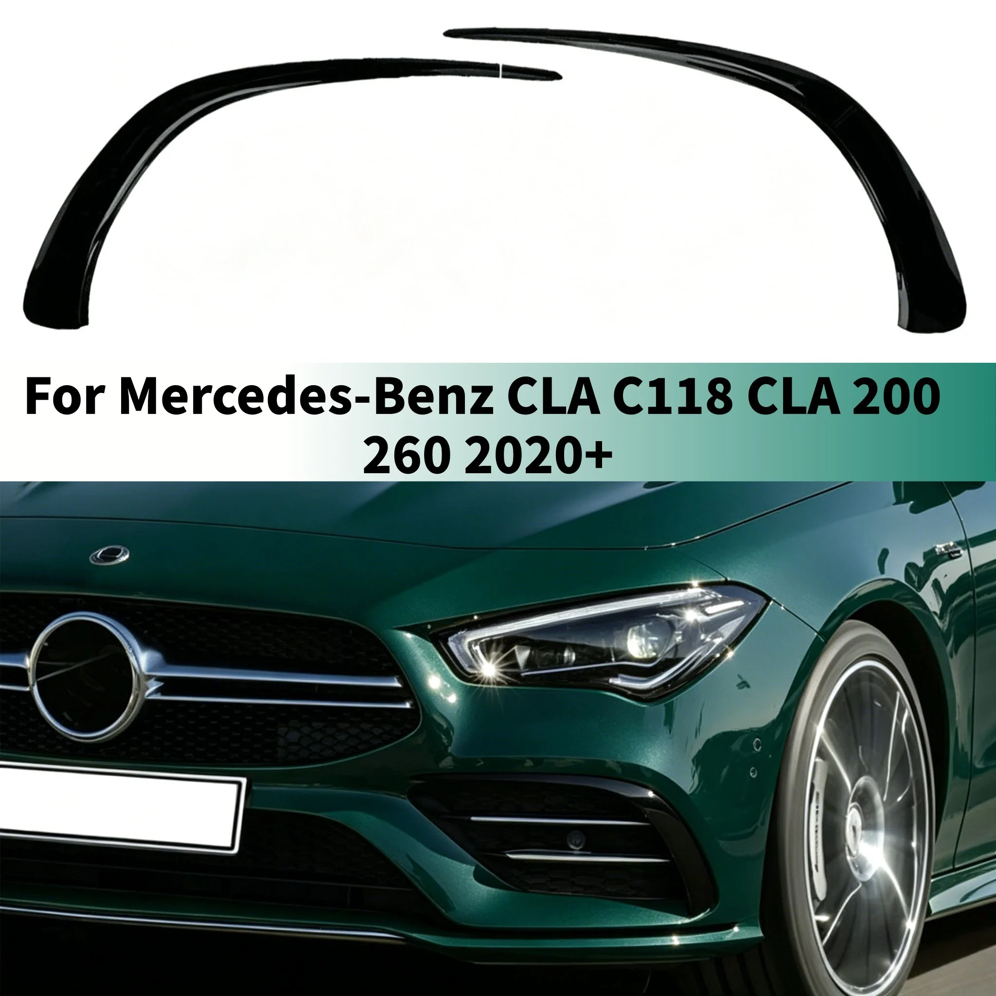 Para Mercedes-Benz CLA C118 CLA 200 260 2020+ Kit de carrocería para parachoques delantero, alerón lateral, embellecedor de luz antiniebla, negro brillante/aspecto carbono