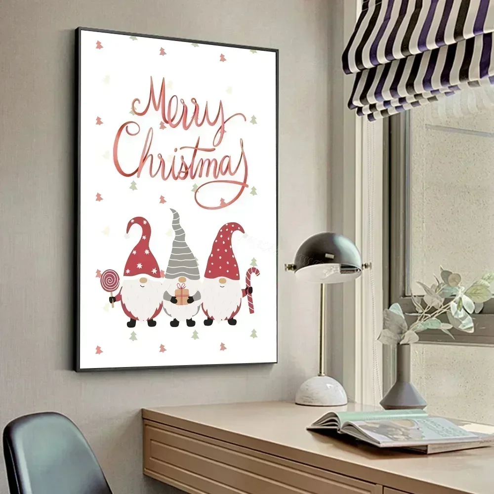 Vintage Merry Christmas Tree Deer Snow Art Poster Canvas Painting Wall P Poster