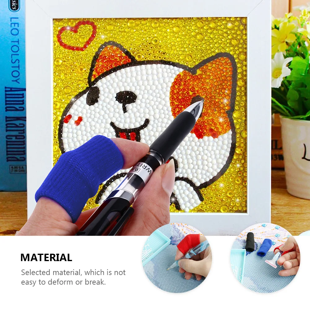 

10Pcs Finger Protective Cover Elastic Finger Sleeve Separated Design for Rhinestone Embroidery