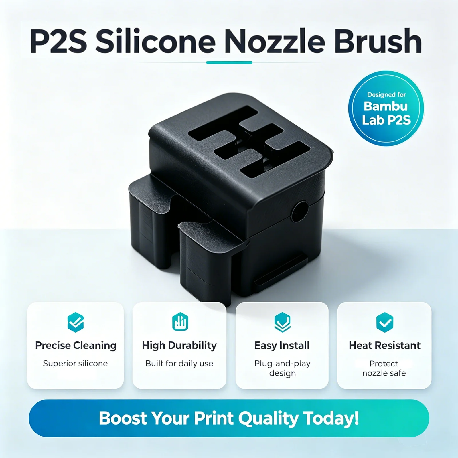 Silicone Brush For Bambu Lab P2S/X2D Nozzle Wiping Pad 3PCS High-Temp Silicone Cleaner Purge Wiper Replacement 3D Parts