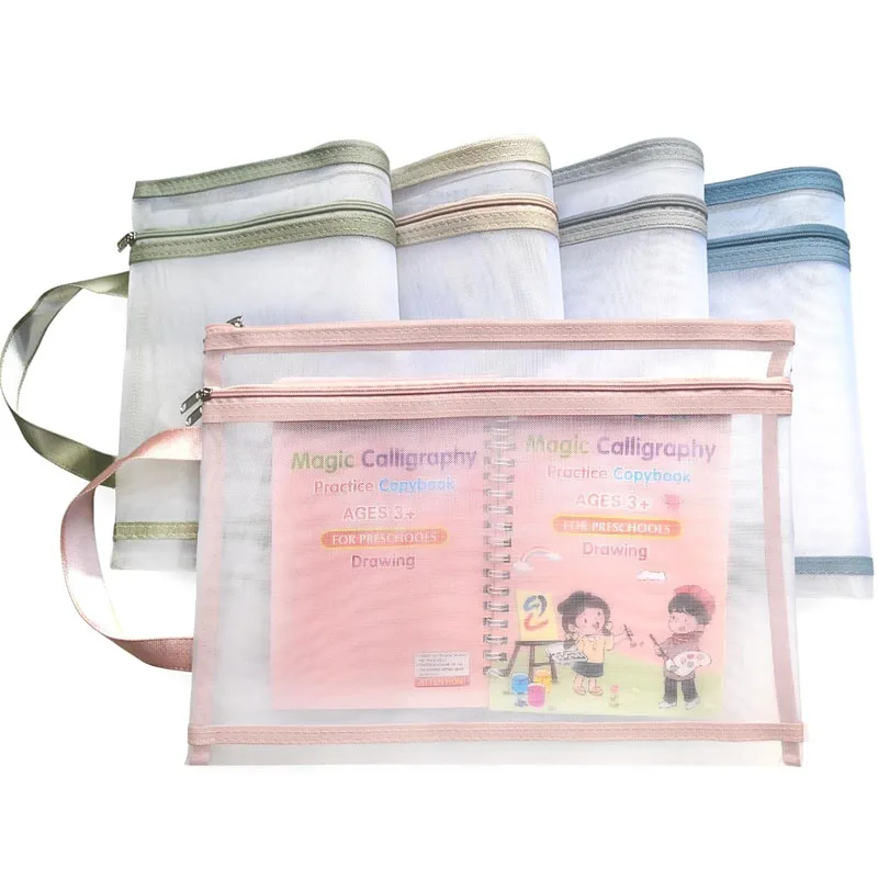 Transparent File Holder With Zipper Closure Double Layer File Storage Bag A4 A5 Document Organizer Office Work File Container