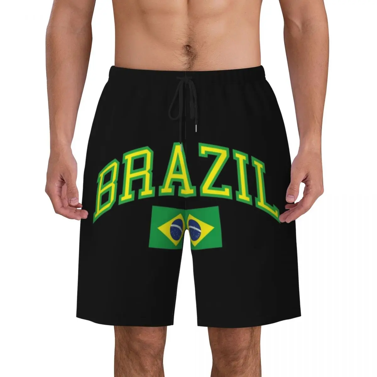 

Brazil Flag Boardshorts Men Quick Dry Board Shorts Brazilian Swim Trunks Custom Printed Swimwear Suits