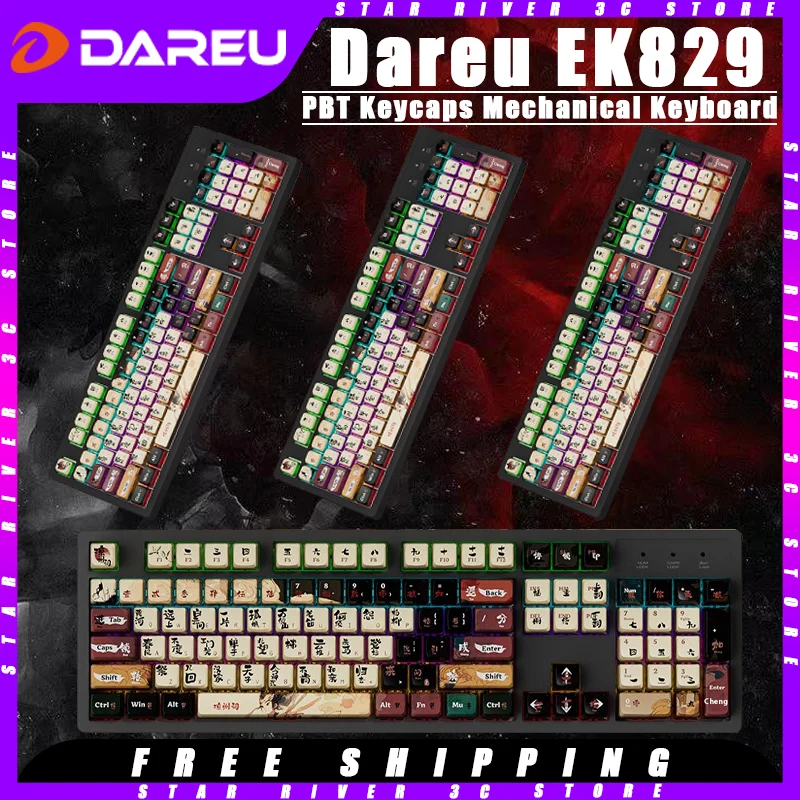 Dareu EK829 Mechanical Keyboard Wired E-sports RGB Ergonomics Gaming Keyboard PBT Keycaps Customized Pc Gamer Accessories Gift