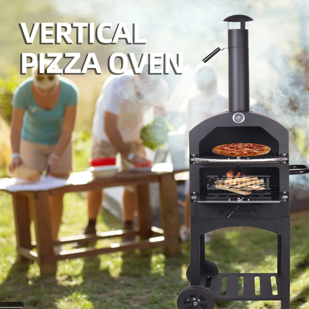 12-inch Vertical Pizza Oven Outdoor Camping Charcoal Grill BBQ Barbecue Food Beef Stew Oven