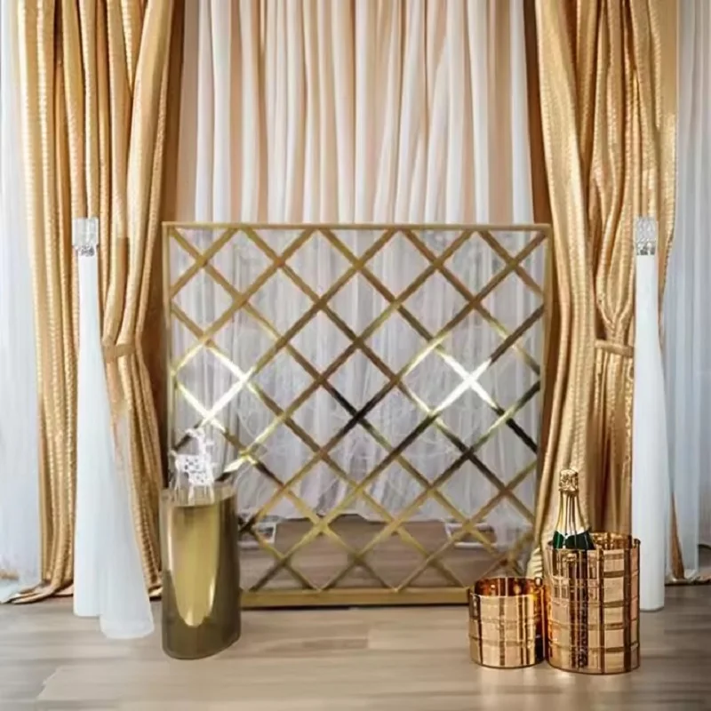 Modern Stage Background Decoration Grid Design Stainless Steel Events Wedding