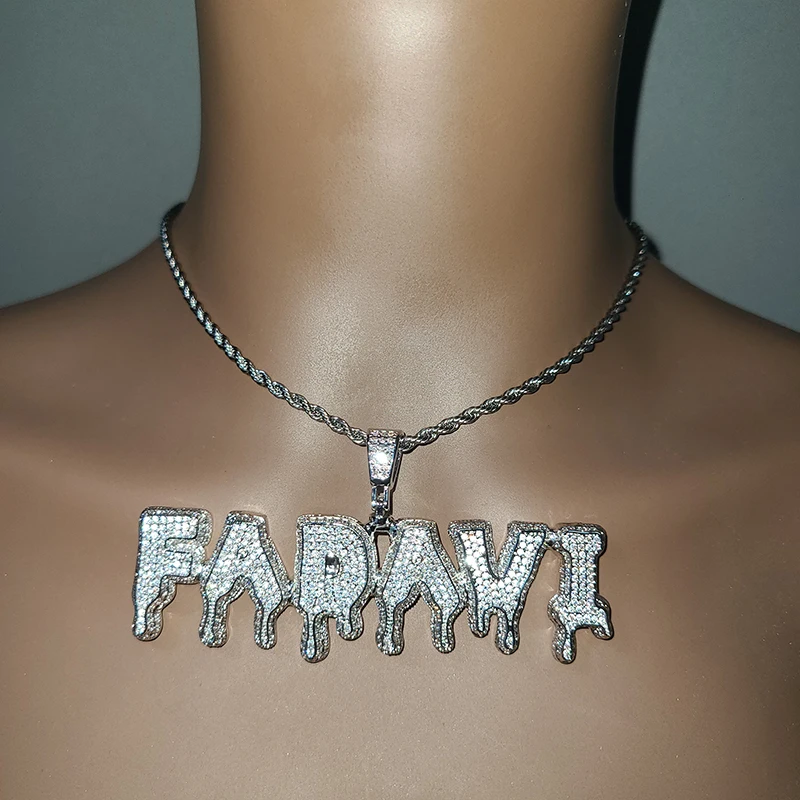 

Ожерелье с именем на заказ и веревочной цепочкой с каплями воды, ювелирные изделия в стиле хип-хоп, INS, горячая распродажа, Прямая поставка, уникальный персонализированный подарок