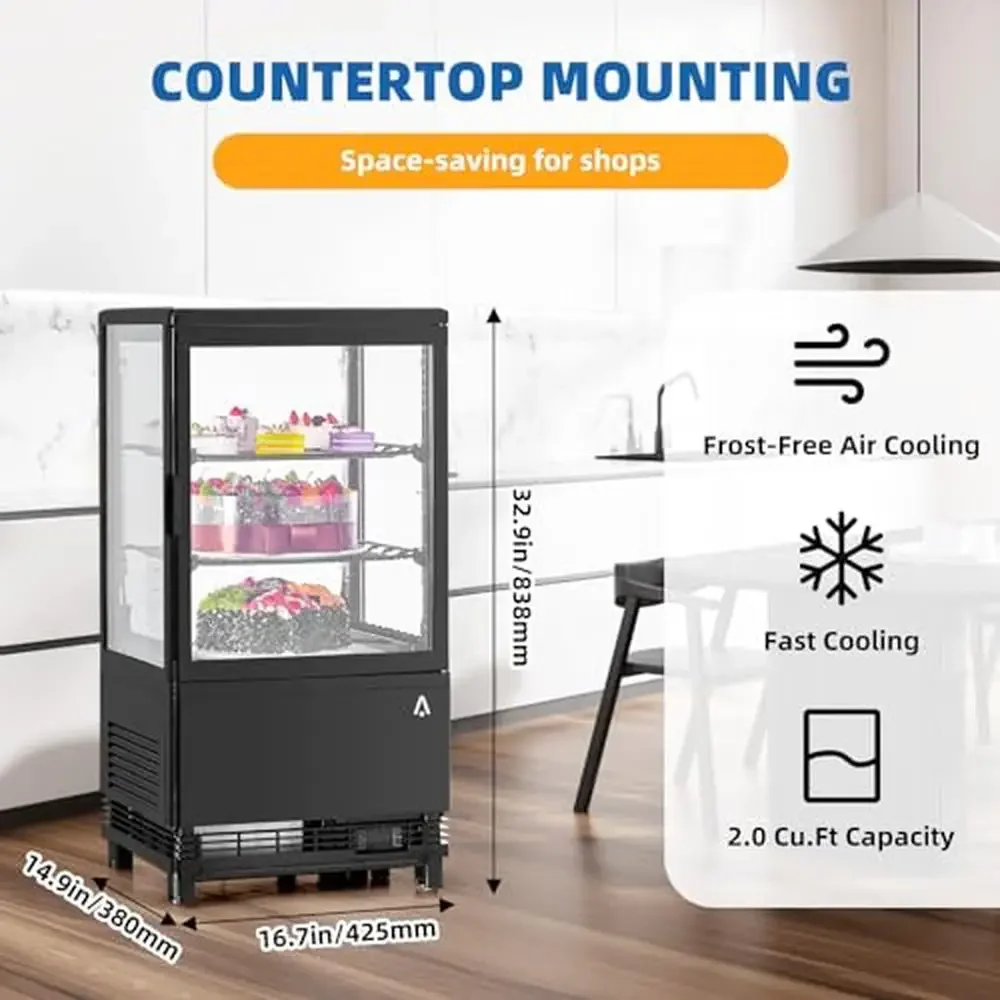 Pastry Display Fridge with LED Lighting and Triple Seal Technology