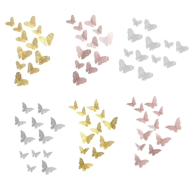 72 Pcs Butterfly Party Decor for Crafts,3 Sizes 3 Colors 2 Styles,3D Butterfly Wall Decor,Wall Stickers House Decor