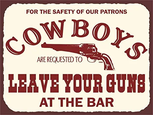 Retro Tin Signs Cowboy Leave Your Gun at The Bar Poster Metal Plate Wall Decor Retro Wall Home Bar Pub Vintage Cafe Decor,