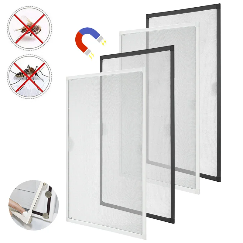 100 x 120 cm/130 x 150 cm Magnetischer Fensterschutz Selbstklebende Fensterschutz-Anti-Mücken-Fensterschutz, waschbares Netz, Fensterschleier